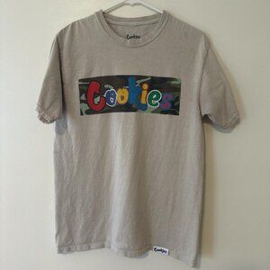 Cookie's Men's Grey and Cream T-shirt